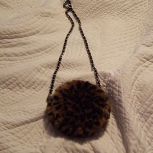 Faux fur leopard print bag (used)